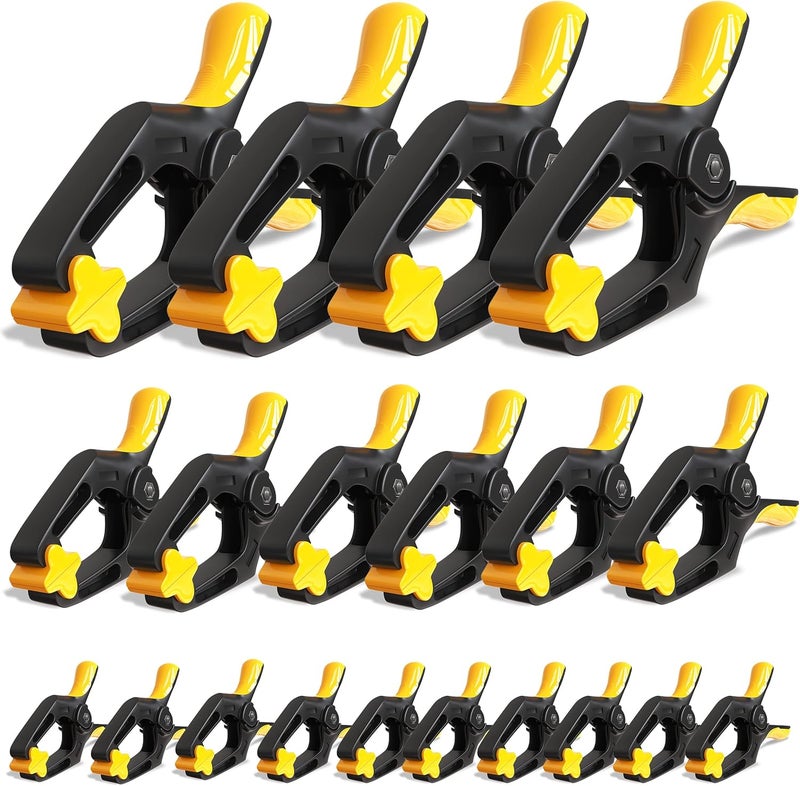 EQUIPTZ Spring Clamps for Woodworking, Crafts, Backdrop and Pool Cover, 20-Pack Spring Clamp Set with 4 Pcs of 6-inch, 6 Pcs of 4-inch & 10 Pcs of 3-inch Clamps, Extra Wide & Non-Detachable Jaw Pads - Image 1